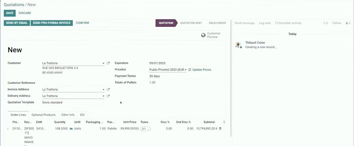 Vânzări – ecran principal în Odoo