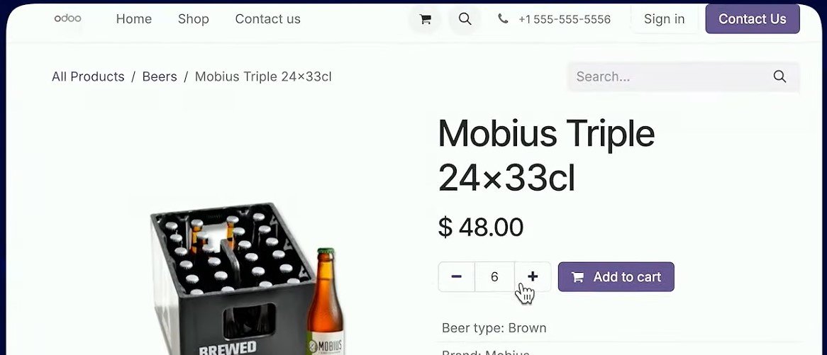 Magazin online (eCommerce) – ecran principal în Odoo